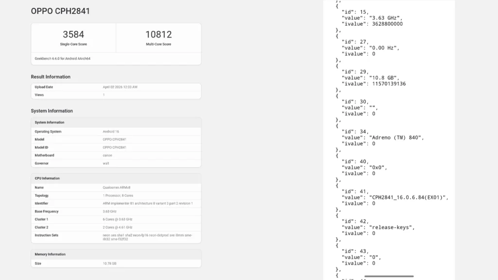 OPPO Find X9 Ultra নিয়ে নতুন তথ্য, লঞ্চের আগেই জানা গেল স্পেসিফিকেশন ও স্কোর 2 OPPO Find X9 Ultra Geekbench listing